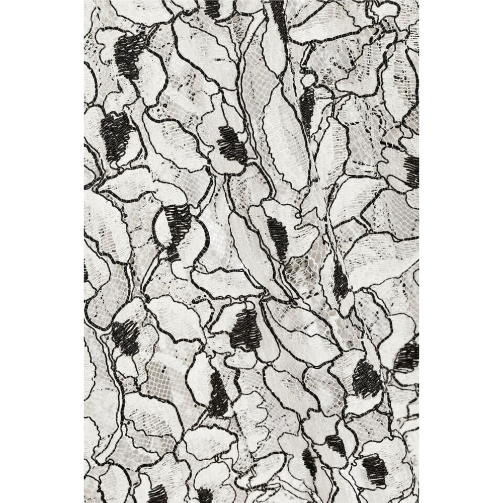 $1195 LELA ROSE LACE FLARE HEM Asymmetric Black Ivory guipure lace Flare TOP 6 - Picture 3 of 14